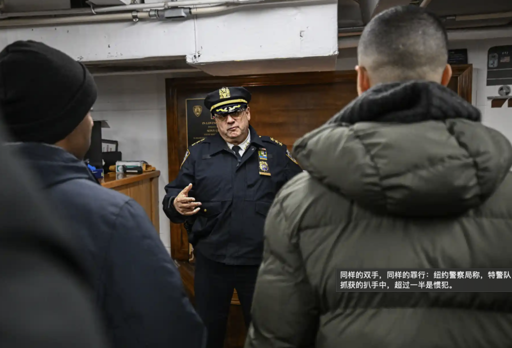 纽约警察局称,特警队抓获的扒手中,超过一半是惯犯。 截屏2025 12 22 下午12.16.30